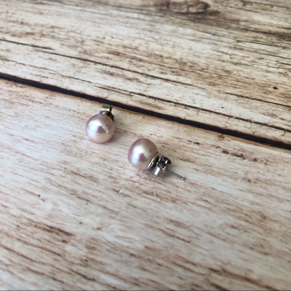 SS925 Pink Freshwater pearl earrings